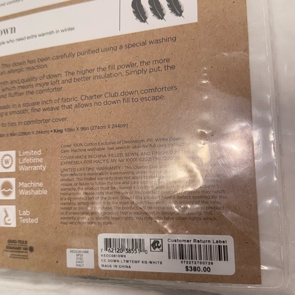 NIP Charter Club - White Down Lightweight Comforter, King - Picture 10 of 11